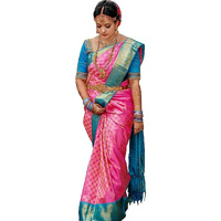 Yashika Women's Trendy Cotton Silk Pink Color Saree with Blouse Material(RINTU PINK)