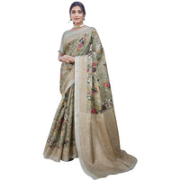 Yashika Women's Elegant Printed Art Silk Saree Set with Blouse - Elevate Your Style with Trendy Ethnic Fashion! (AZ-YS-P1-PUDINA GREEN)