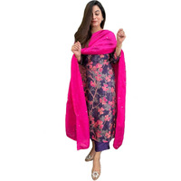 ANNI DESIGNER Women's Cotton Blend Straight Printed Kurta with Pant & Dupatta (Mariyam Blue_M_Blue_Medium)