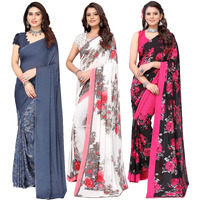 Yashika Women's Jacquard Georgette Standard Length Saree (Half Ink-Apsara White-Zeel Pink_White04)