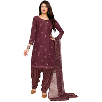 Yashika Women's Printed Dress Material - Unstitched Crepe Fabric Kurti, Pants & Dupatta Set (AZ-YS-P1-KUNDAN PURPLE), Customizable Length