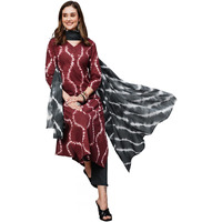 ANNI DESIGNER Women's Cotton Blend Straight Printed Kurta with Pant & Dupatta (Mithila Maroon-NW_L_Maroon_Large)