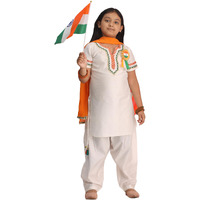 VASTRAMAY Girls' White Kurta and Patiala Set with Dupatta, Elegant Ethnic Wear for Republic Day, Festive Celebrations, and Casual Events