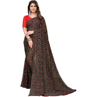 Yashika Women's Trendy Printed Georgette Red Color Saree with Blouse Material(JAMUNA RED)