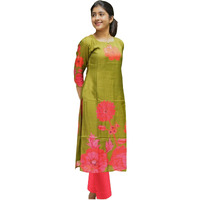 ANNI DESIGNER Women's Rayon Viscose Straight Printed Kurta with Pant (Lilapa Green_L_Green_Large)