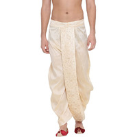 VASTRAMAY Men's Gold Silk Blend Ethnic Dhoti(Gold_Free Size_VASMDT008GO)