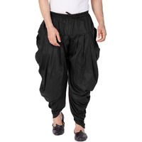 VASTRAMAY Mens Cotton Blend Black Dhoti - Comfort, Classic Design for Festivals & Ceremonies | Solid Cowl Pattern Patiala Dhoti Pant| Ethnic Indian Wear for Men_VASMCDBL_42