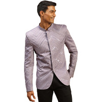 VASTRAMAY Men's Purple Viscose Jodhpuri | Mirror work Embellished Viscose Jodhpuri Coat For Men