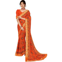 Yashika Women's Woven Printed Georgette Jacquared lace Saree with Unstitched Blouse Material (AZ-YS-P1-AKSHARA-CHARITHA-Parent_Orange)