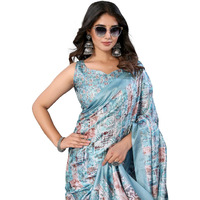 Yashika Women's Digital Print Art Silk Cotton Saree with Tassels and Golden Border - Lightweight and Elegant Ethnic Wear for Festive and Casual Occasions (AZ-YS-P3-PUSHPA 13)