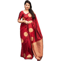 Yashika Women's Banarasi Kanjivaram Cotton Silk Woven Saree with Unstitched Blouse Material (AZ-YS-OG-SRIVALLI MARRON)