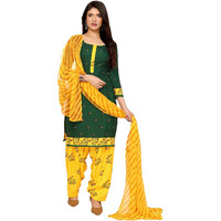 Yashika Women's Printed Dress Material - Unstitched Crepe Fabric Kurti, Pants & Dupatta Set (AZ-YS-P1-PRAMILA GREEN)