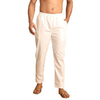 VASTRAMAY Men's Cotton Pant Style Cream Pyjama I Lycra Pant Style Pyjama with Side Pockets_VASMPANT006CR_36