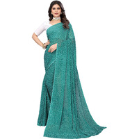 Yashika Women's Turquoise Green Georgette Bandhani Printed Saree with Unstitched Blouse Piece (SATHYA GREEN)