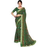 Yashika Women's Woven Printed Georgette Jacquared lace Saree with Unstitched Blouse Material (AZ-YS-P1-AKSHARA-CHARITHA-Parent_Green)