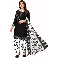 Yashika Women's Crepe Printed Unstitched Salwar Suit Dress Material With Dupatta(NEW-EKANI BLACK)