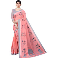 Yashika Women's Linen Saree (AYODHYA Pink