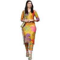 ANNI DESIGNER Women's Cotton Blend Straight Fit Printed Kurta with Pant (Wahida Yellow_M_Yellow_Medium)