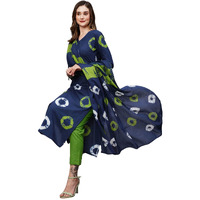 ANNI DESIGNER Women's Cotton Blend Straight Printed Kurta with Pant & Dupatta (Sumitra Blue-NW_S_Blue_Small)