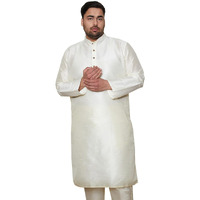 VASTRAMAY Plus Mens Silk Blend Cream Kurta - Elegance for Festivals & Events_VPLUSMK001CR_48