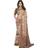Yashika Women's Trendy Georgette Brown Color Saree with Blouse Material(LAVYA BROWN)