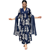 ANNI DESIGNER Women's Rayon Blend Anarkali Printed Kurta with Pant & Dupatta (Jasiwal Blue-VKS01_XL_Blue_X-Large)
