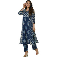 ANNI DESIGNER Women's Cotton Blend Straight Fit Printed Kurta with Pant (Nagina Blue_M_Purple_Medium)