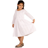 VASTRAMAY Girls' Pure Cotton Chikankari Anarkali Dress  Ethnic Wear with Embroidery  Perfect for Holi & Eid