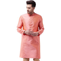 VASTRAMAY Men's Pink Cotton Silk Blend Kurta_VASMK047PN_40