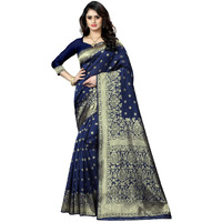 Yashika Women's Zari Woven Cotton Silk Jacquard Saree with Unstitched Blouse Material (AZ-YS-OG1-JESSY Navy