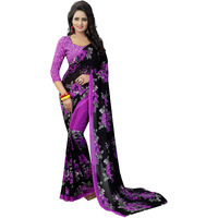 Yashika Georgette with Blouse Piece Saree (SDPL-Floral_Violet_FS)