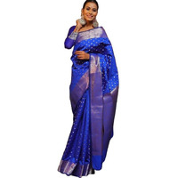 Yashika Women's Banarasi Kanjivaram Cotton Silk Woven Saree with Unstitched Blouse Material (AZ-YS-OG-SIMMI BLUE)