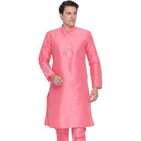 VASTRAMAY Men's Cotton Silk Blend Kurta-New Pink