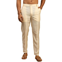 VASTRAMAY Men's Cream Viscose Pant Style Pyjama