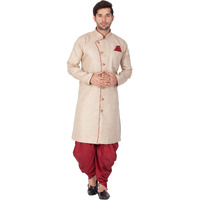 VASTRAMAY VM Mens Cotton Blend Biscuit Sherwani Patiala Dhoti Set - Regal Ethnic Ensemble for Weddings and Festivals_VASMSW124nCDMA_44