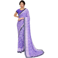 Yashika Women's Plain Zigzag Print Georgette Saree with Lace and Unstitched Blouse Material (AZ-YS-P1-ANSHIKA Violet-New