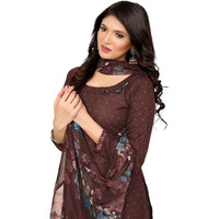 Yashika Women's Printed Dress Material - Unstitched Crepe Fabric Kurti, Pants & Dupatta Set (AZ-YS-P4-COFFEE FLOWER)