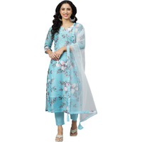 ANNI DESIGNER Women's Cotton Blend Kurta with Pant & Dupatta (Itta STY_Blue_XXXX-Large)