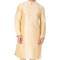 VASTRAMAY Men's Cotton Silk Blend Kurta-New Gold