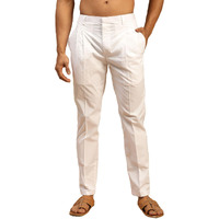VASTRAMAY Men's White - Pant Style Pyjama | Cotton Pleated Pant Style Pyjama For Men - Comfortable Ethnic Wear for Weddings, Festivals, and Daily Wear
