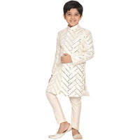 VASTRAMAY Boys' Cream and White Indowestern Set_VASBIW026CRnPANT002CR_28