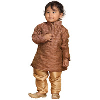 VASTRAMAY Infant Boys Maroon-A and Rose Gold-A Silk Blend Kurta Pyjama Set_VSHISBK047MAnPRG_14