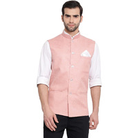 VASTRAMAY Mens Cotton Blend Coffee Nehru Jacket - Timeless Style & Versatility | Classic Royal Pastal Ethnic Sleeveless Coat for Formal & Casual Wear_VASMJ049CO_44