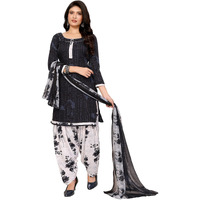 Yashika Women's Printed Dress Material - Unstitched Crepe Fabric Kurti, Pants & Dupatta Set (AZ-YS-P1-NITU BLACK)
