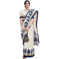 Yashika Women's Art Silk Saree Printed Saree With Unstitched Blouse Material - Suitable For All Indian Occasions and Festivals (AZ-YS-OG-KALAMKARI 11 NAVY)
