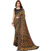 Yashika Women's Trendy Georgette Black Color Saree with Blouse Material(JUNALI BLACK)