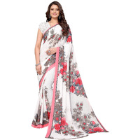 Yashika Women's Jacquard Georgette Saree (APSARA White_W