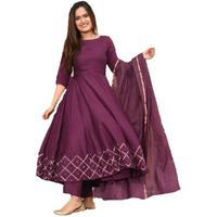 ANNI DESIGNER Women's Rayon Kurta with Dupatta (KUMT-Dress-Magenta_5XL_Magenta_XXXXX-Large)