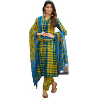 KLOSIA Women Printed Kurta and Pant Set with Dupatta | Ethnic Set | Kurta Set for Women | Kurta Set with Dupatta (Medium) Yellow