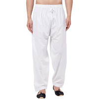 VASTRAMAY Men's White Cotton Patiala Salwar_VASMPTY002WH_40